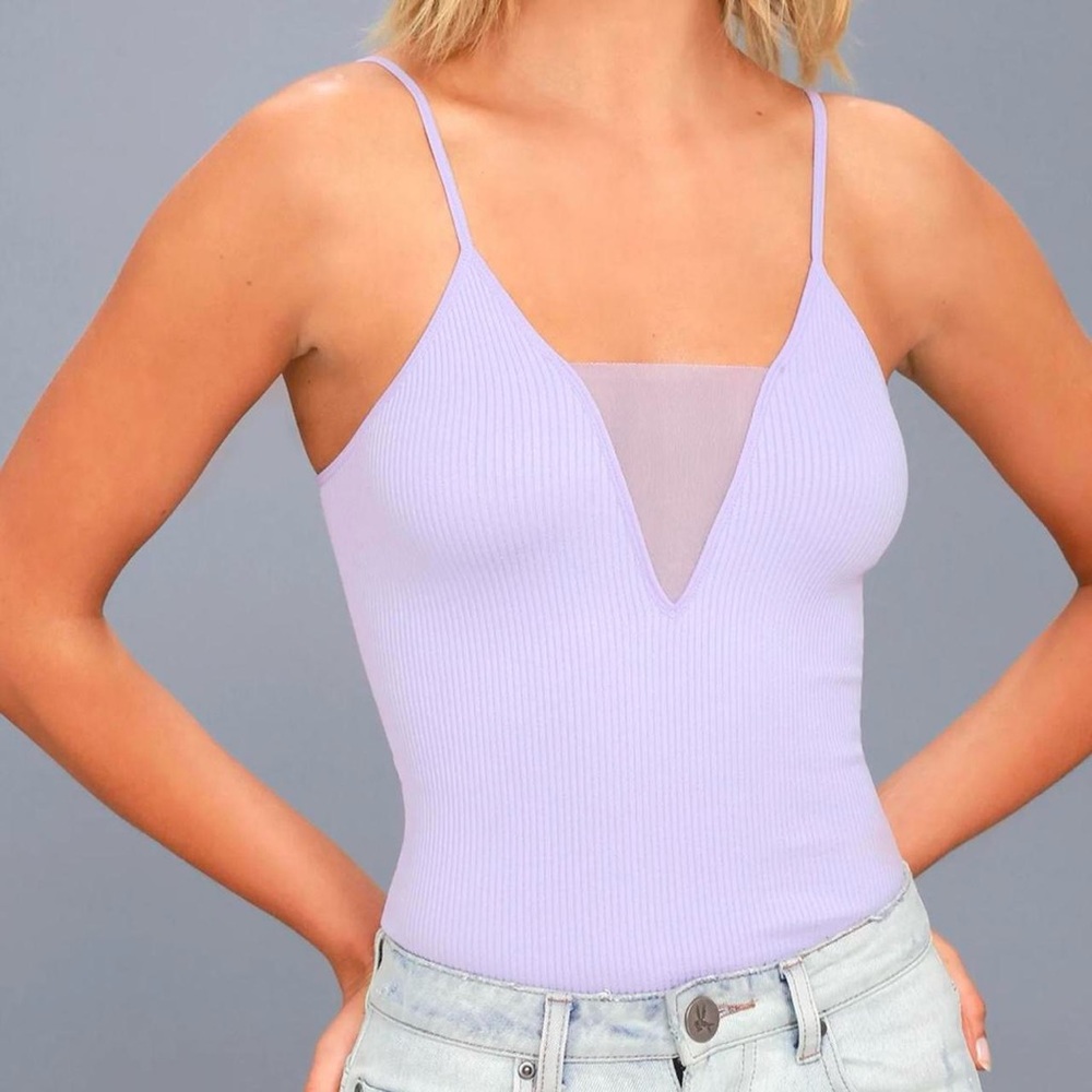 Lilac Ribbed V-Neck Camisole
